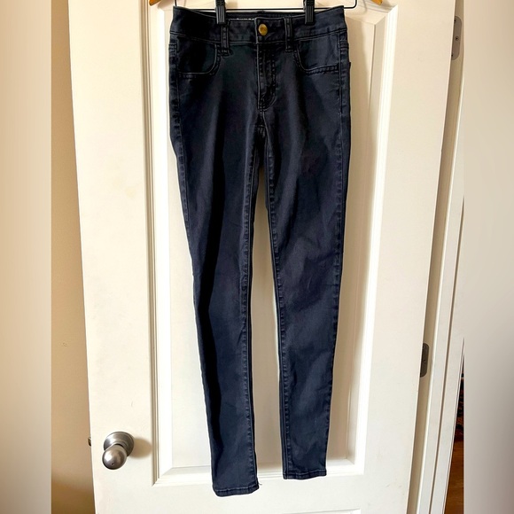 American Eagle Black Stretch Jeggings Women’s Size 0 Long - Picture 1 of 15
